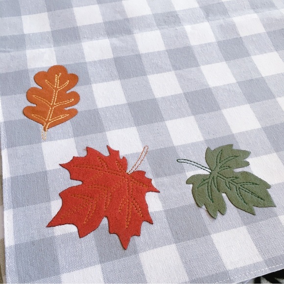 nwt Fall Leaf Cotton Placemat Set from Kohls Seasonal Holiday Thanksgiving Gray - Picture 5 of 7